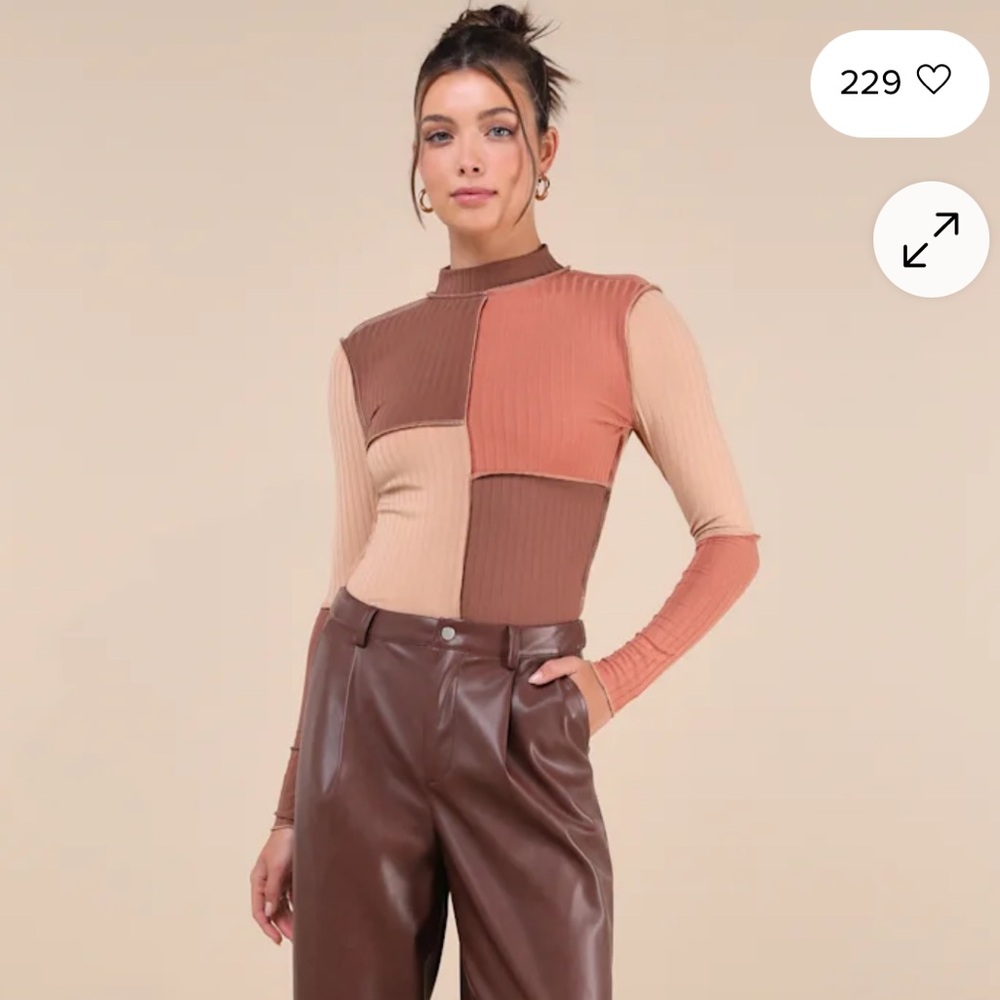 Lulu's Multicolor Patchwork Long Sleeve Top NWT - image 2